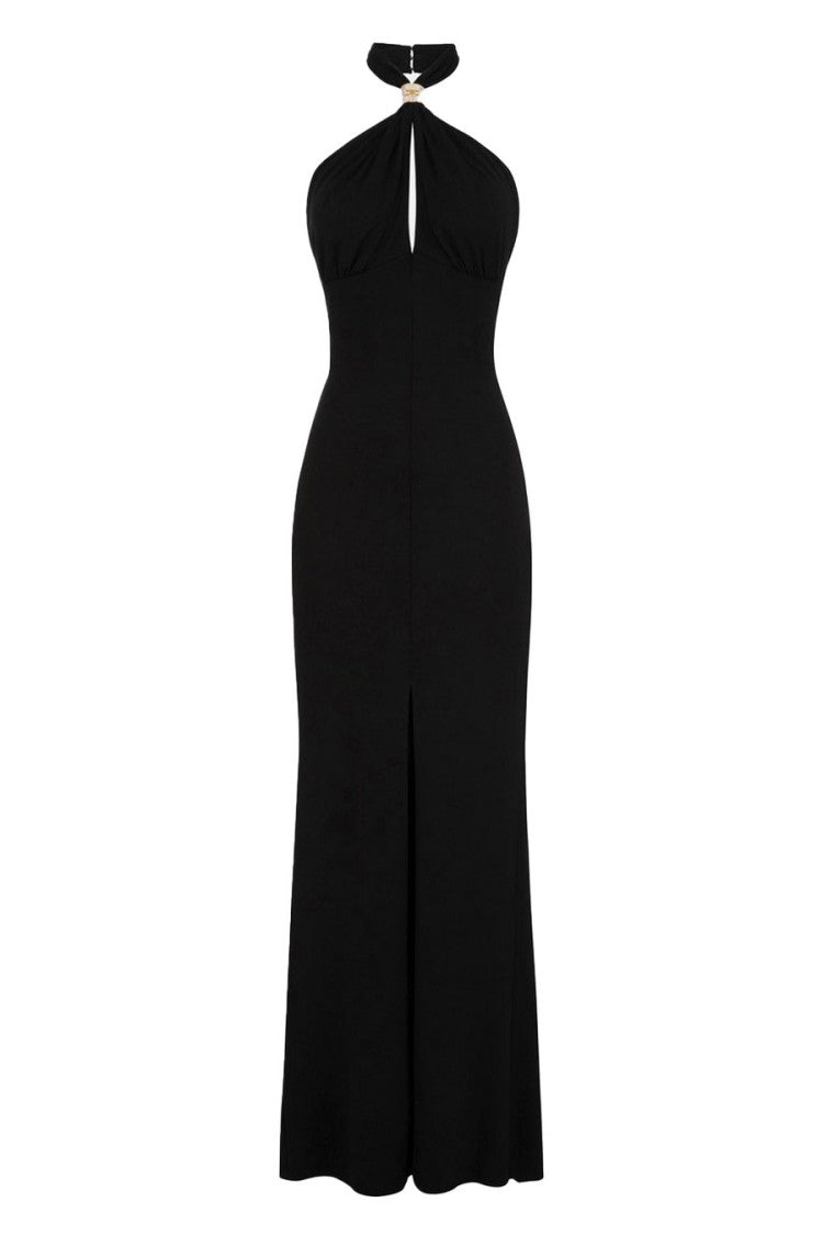 Elisabetta Franchi Black Viscose Maxi Dress