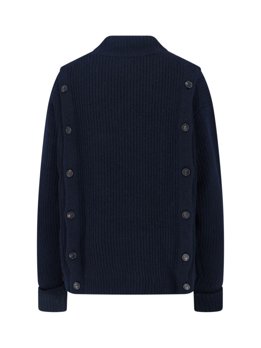 Setchu Ribbed Wool And Cashmere Sweater – Navy