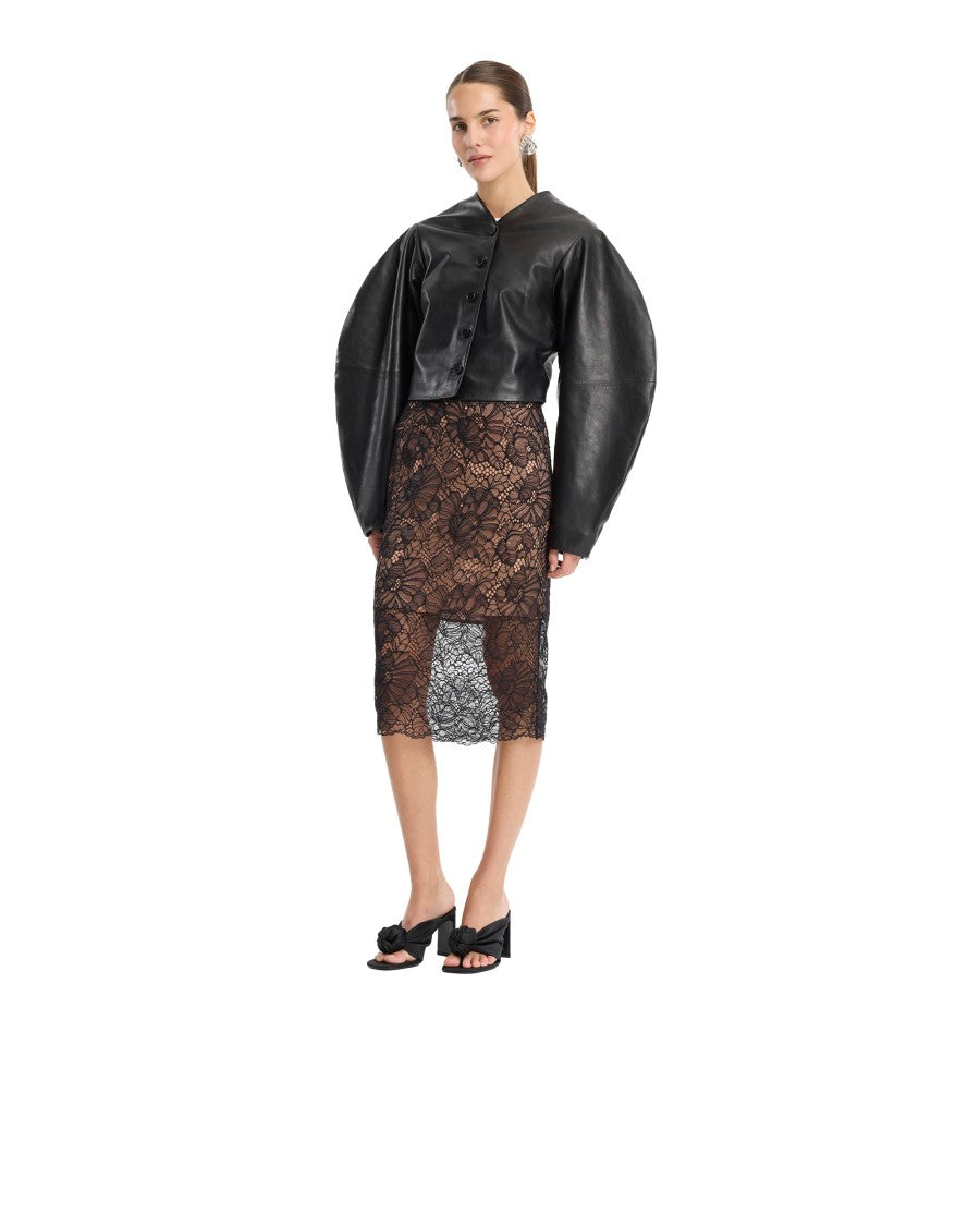Rotate Black Short Fitted Leather Jacket