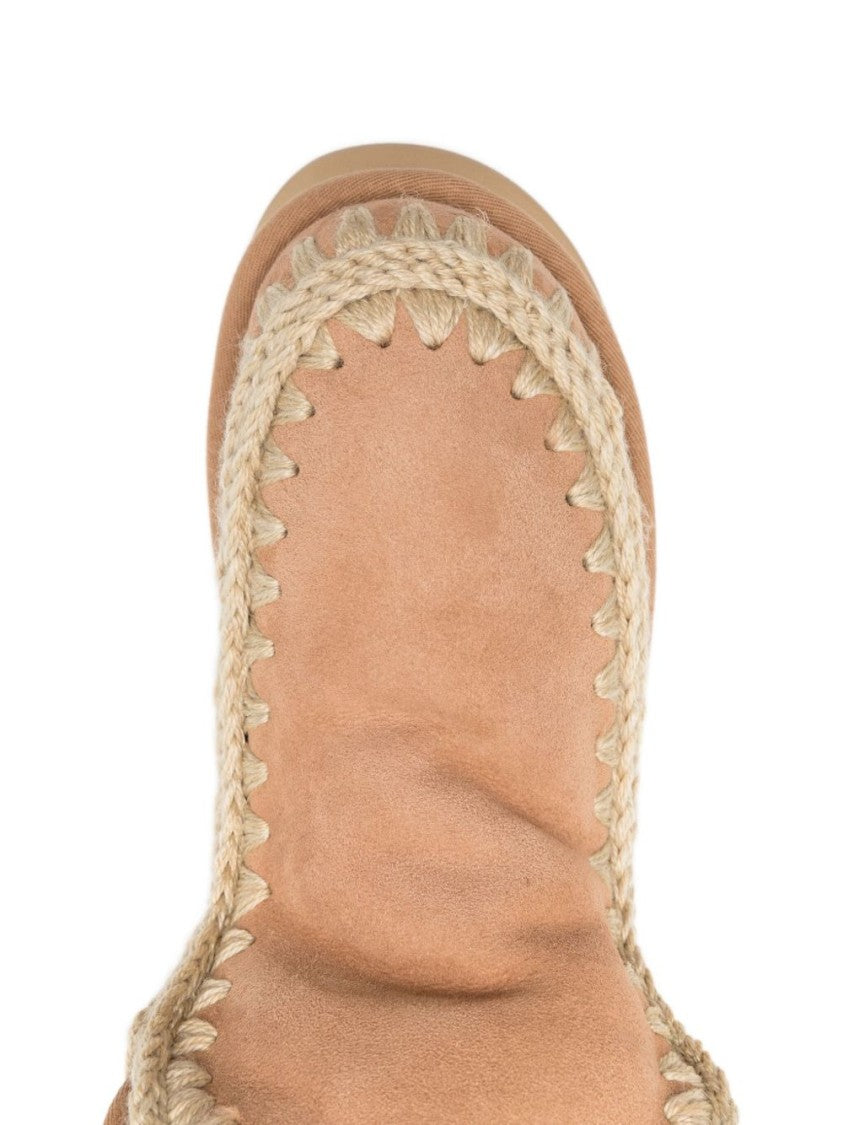 Mou Beige Ankle Boots With Whipstitch Detailing