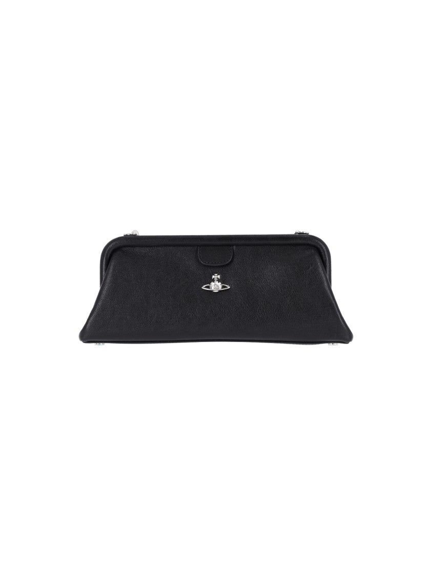 Vivienne Westwood Black Jane Frame Calfskin Shoulder Bag