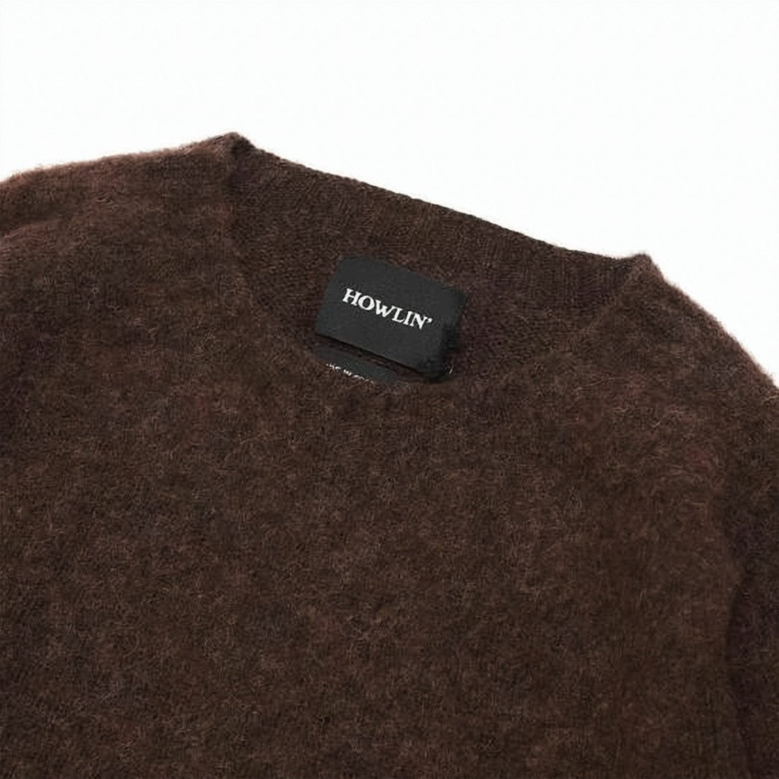 Howlin Rich Brown Wool Sweater With Classic Crew Neckline