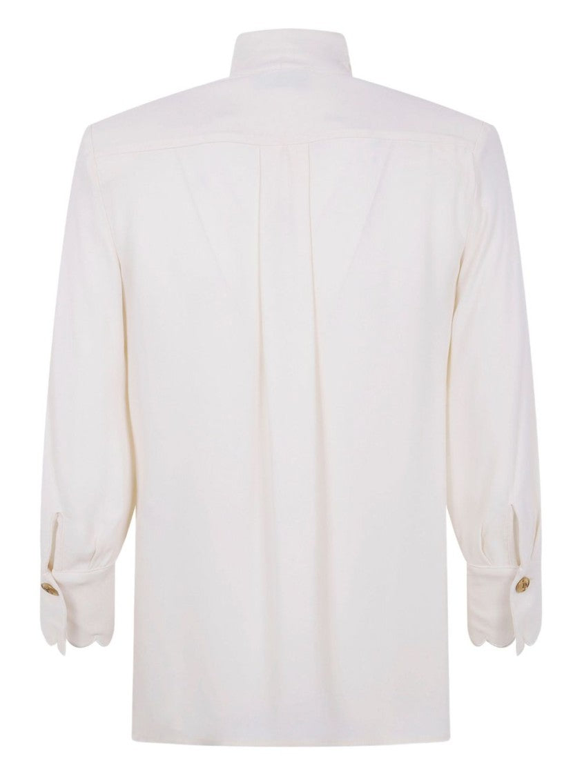 Elisabetta Franchi V-Neck Blouse With Embroidered Initials