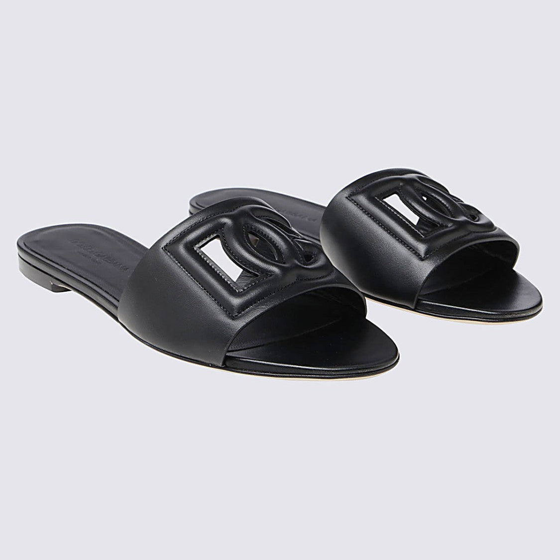 Dolce & Gabbana Open-Toe Slide Flat Sandals With Interlocking Logo Detail