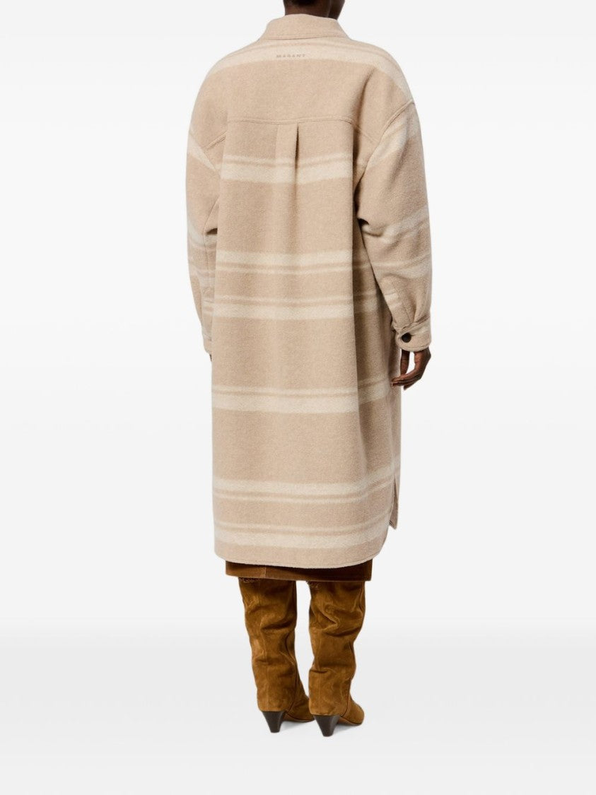 Isabel Marant Étoile Relaxed Oversized Striped Flap Pocket Coat