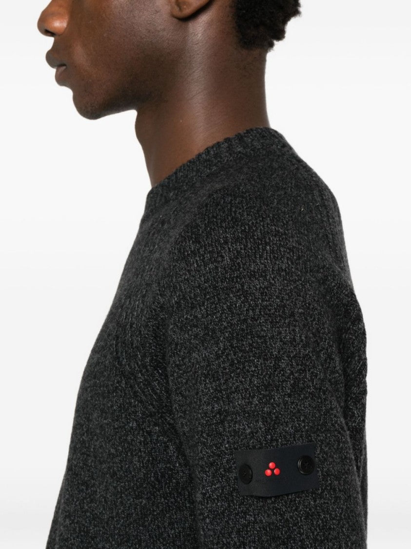Peuterey Classic Black Sweater With Ribbed Cuffs