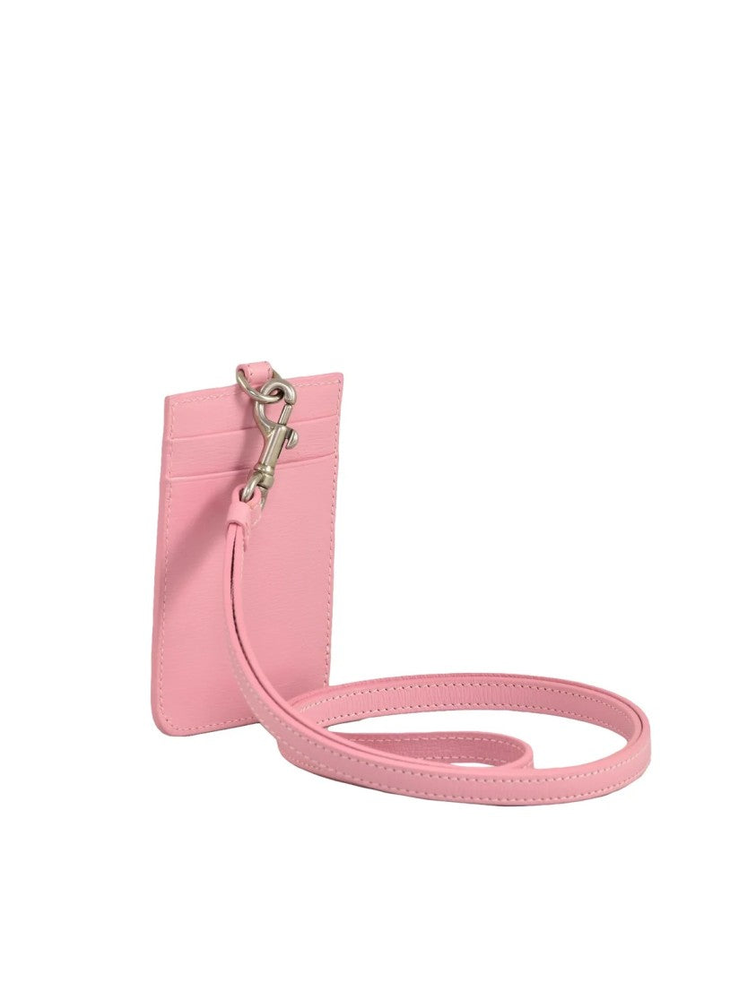 Balenciaga Pink Smooth Leather Metallic Logo Wallet