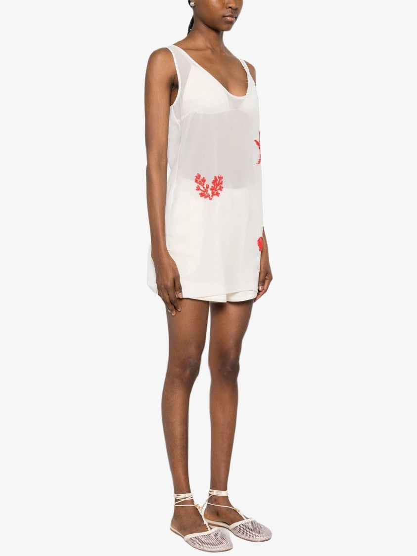 Mc2 Saint Barth White Scoop Neck Marine Motifs Top