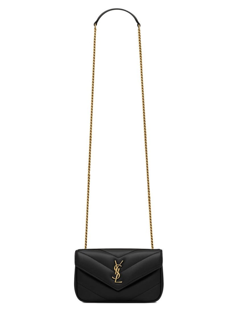Saint Laurent Chevron Quilted Mini Shoulder Bag In Smooth Lamb Leather