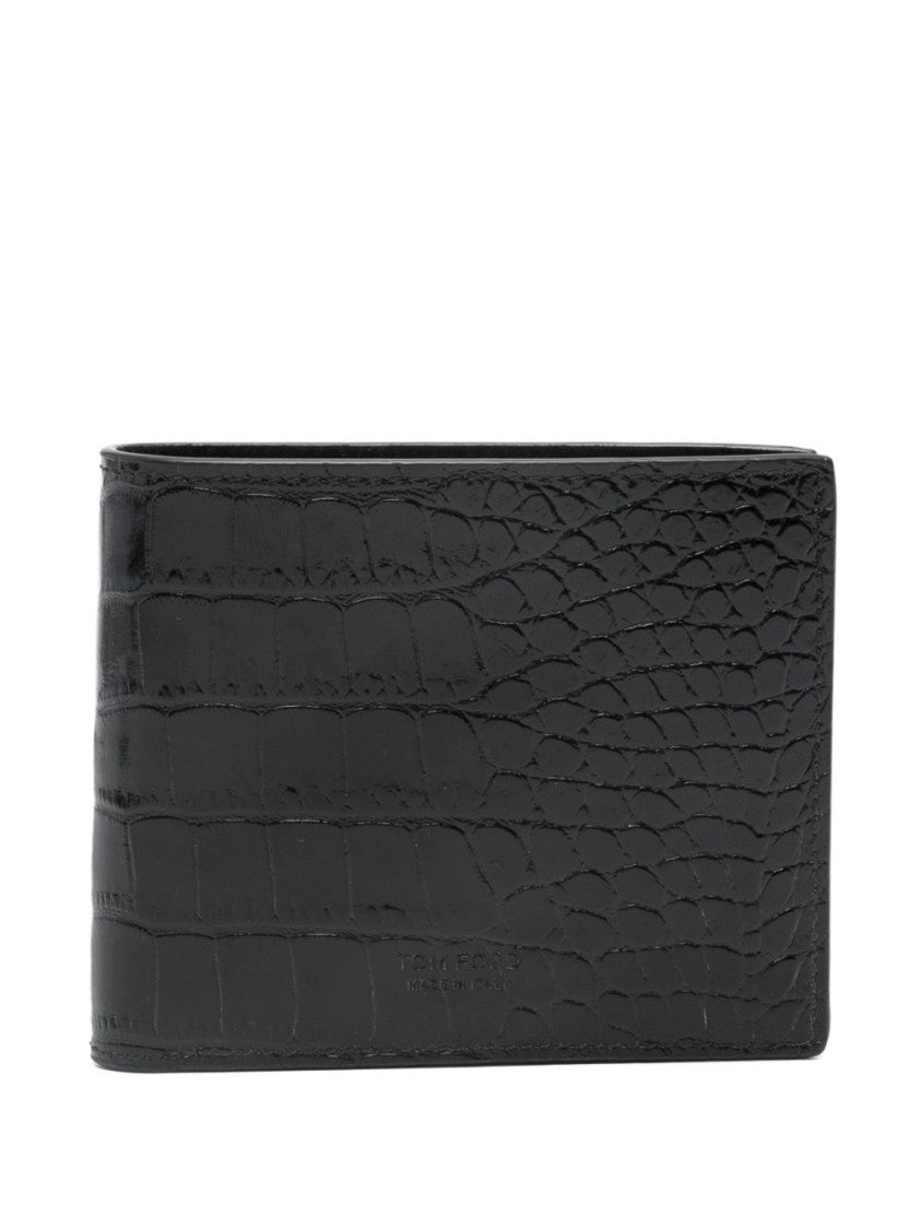 Tom Ford Textured Crocodile Pattern Bifold Wallet
