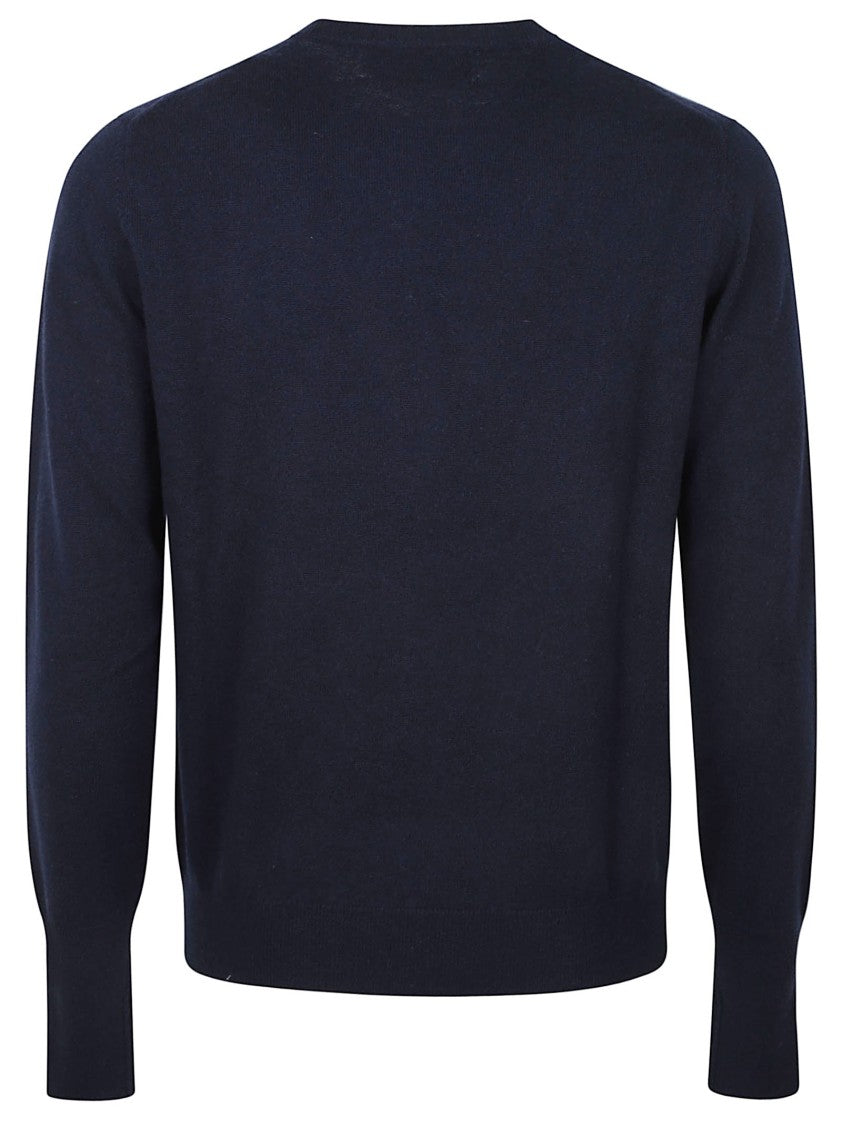 Ballantyne Argyle Pattern Crew Neck Sweater In Navy