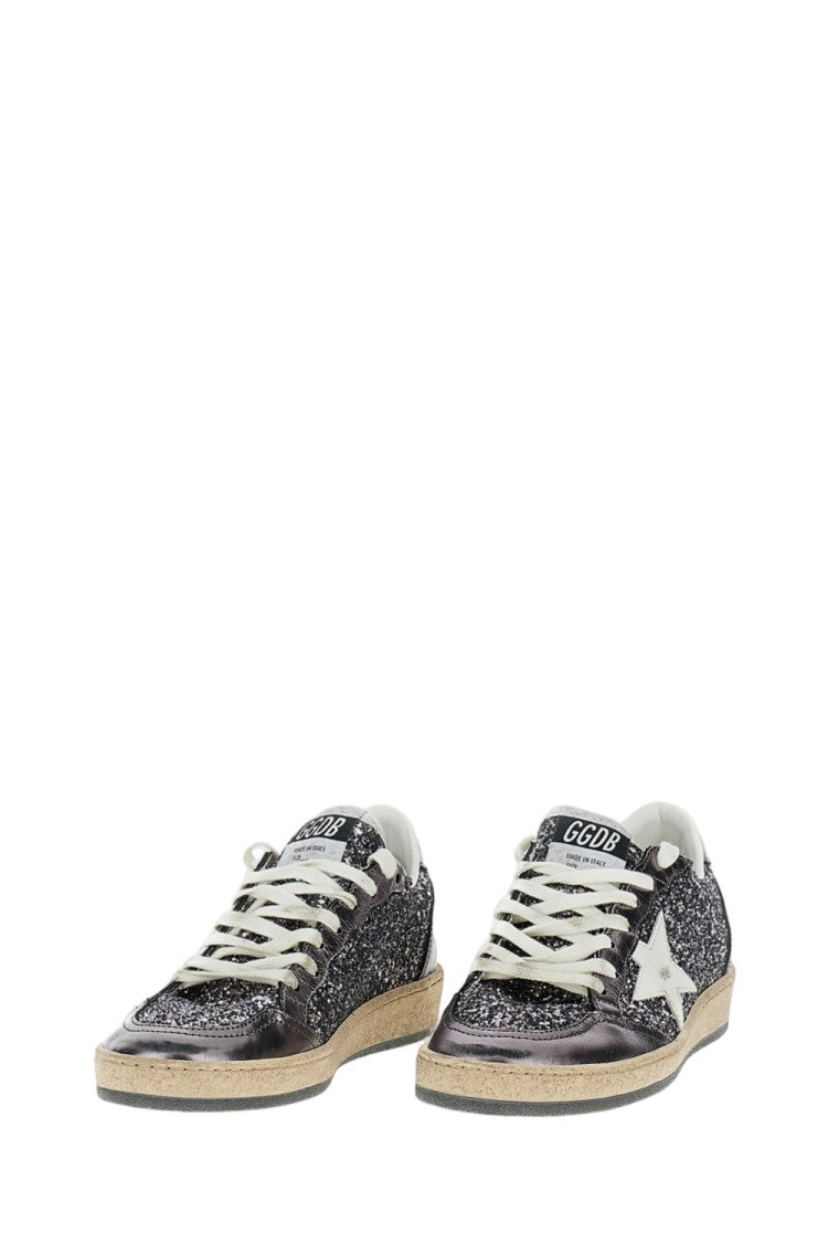 Golden Goose Ice Grey Ballstar Glitter Suede Sneaker
