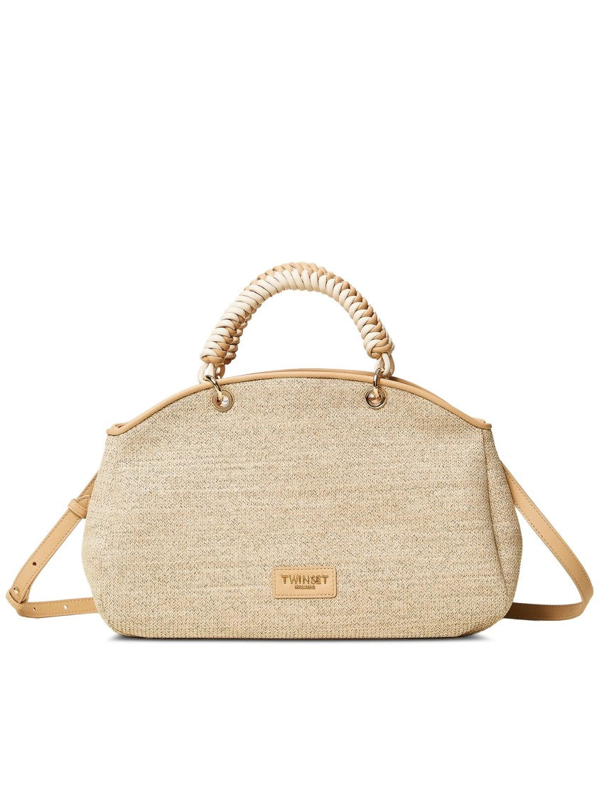 Twin-Set Beige Structured Woven Handbag