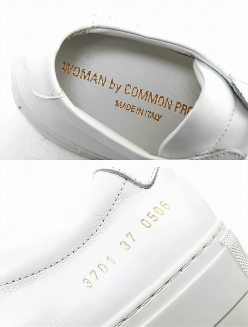 Common Projects White Cowhide Sneakers With Minimalist Design