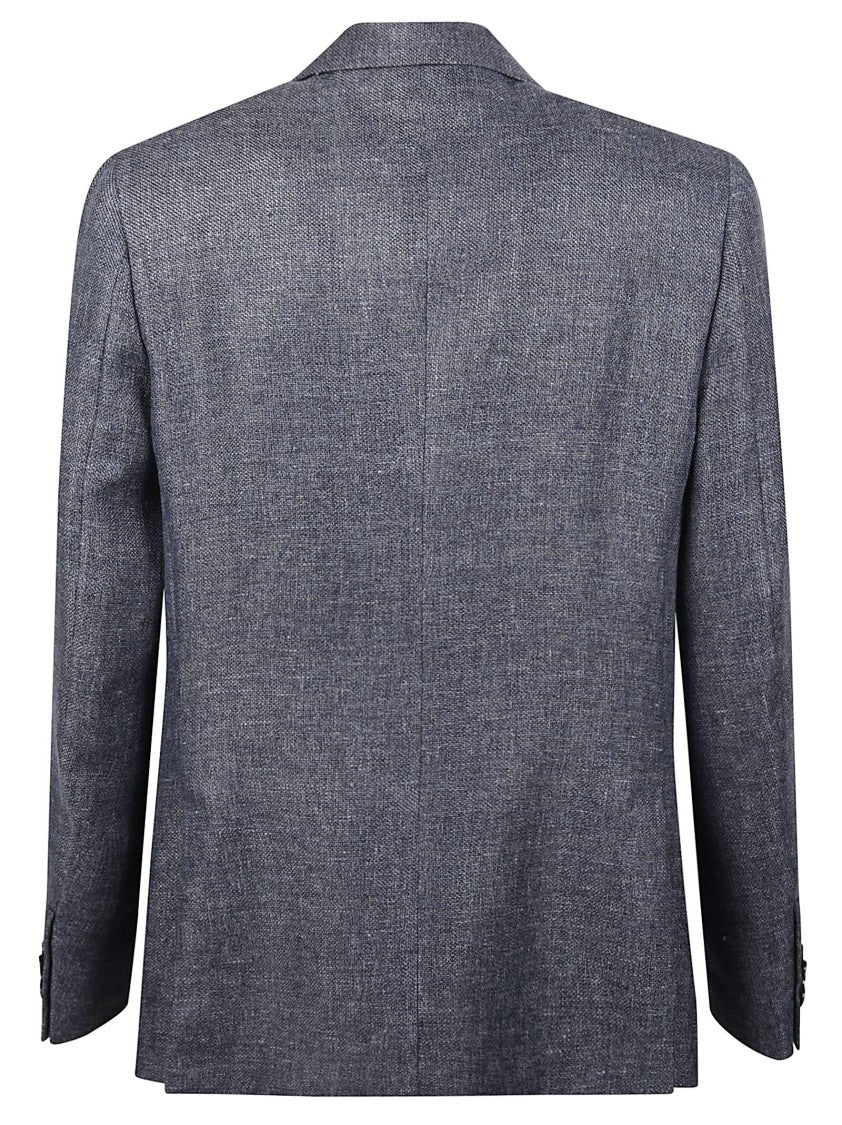 Zegna Blue Lux Tailoring Textured Linen Blazer
