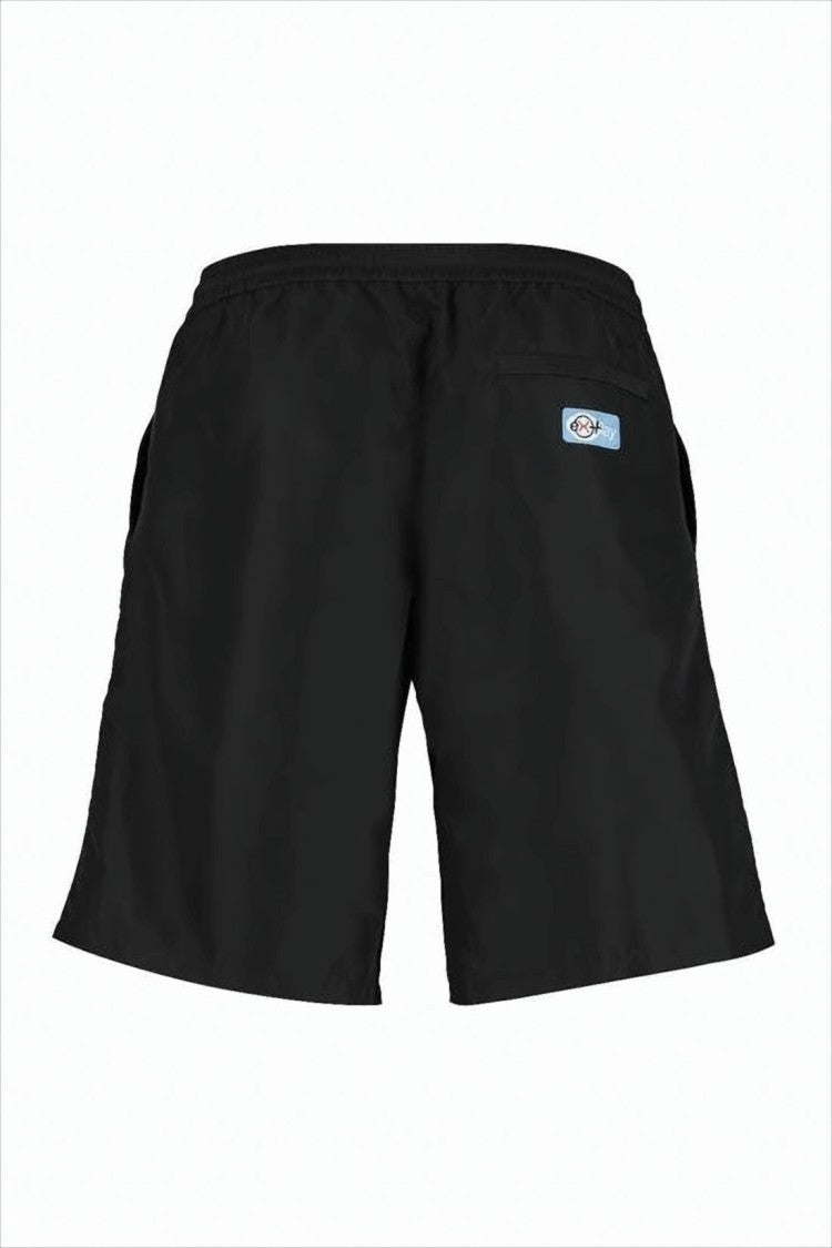Heron Preston Relaxed-Fit Black Shorts With Logo Patch And Bold Label