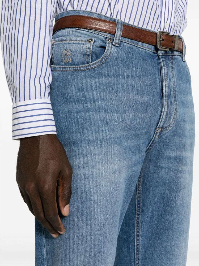 Brunello Cucinelli Straight-Leg Jeans With Subtle Fading