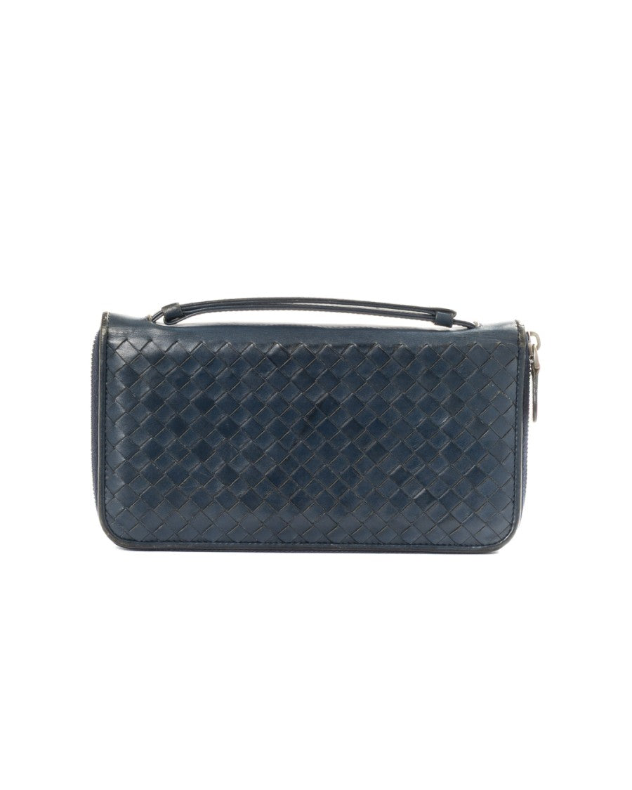 Bottega Veneta Blue Intrecciato Leather Wallet