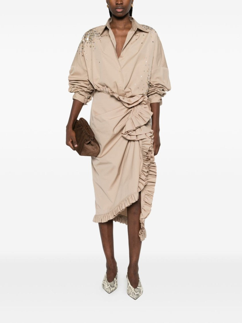 Dries Van Noten Asymmetrical Ruffled Midi Skirt