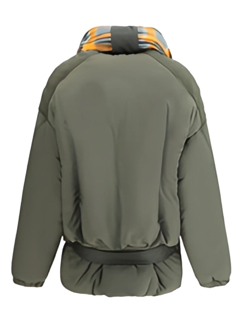 Marbell Quilted Down Jacket With Removable Checked Scarf