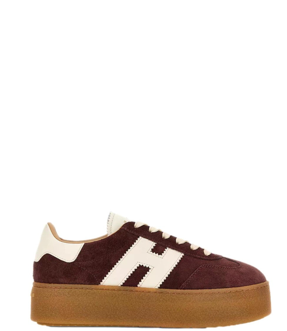Hogan Burgundy H698 Allacciato H Suede Platform Sneakers