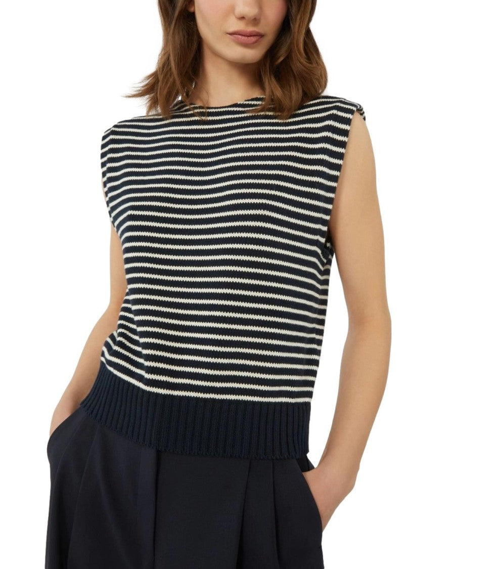Max Mara Blue Striped Wkdlanda Cotton Vest