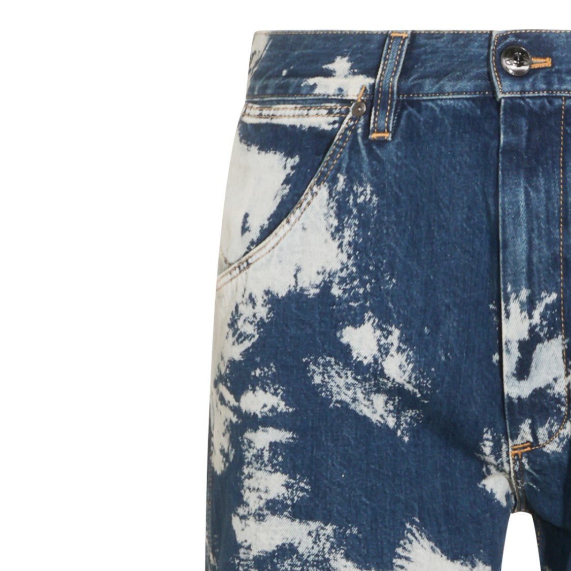 Vivienne Westwood Blue Denim Ranch Jeans With Artistic Paint Details