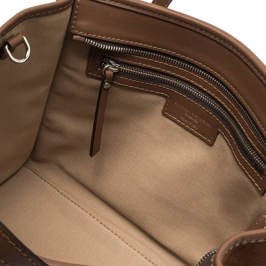 Marcella Structured Brown Calfskin Shopper Bag