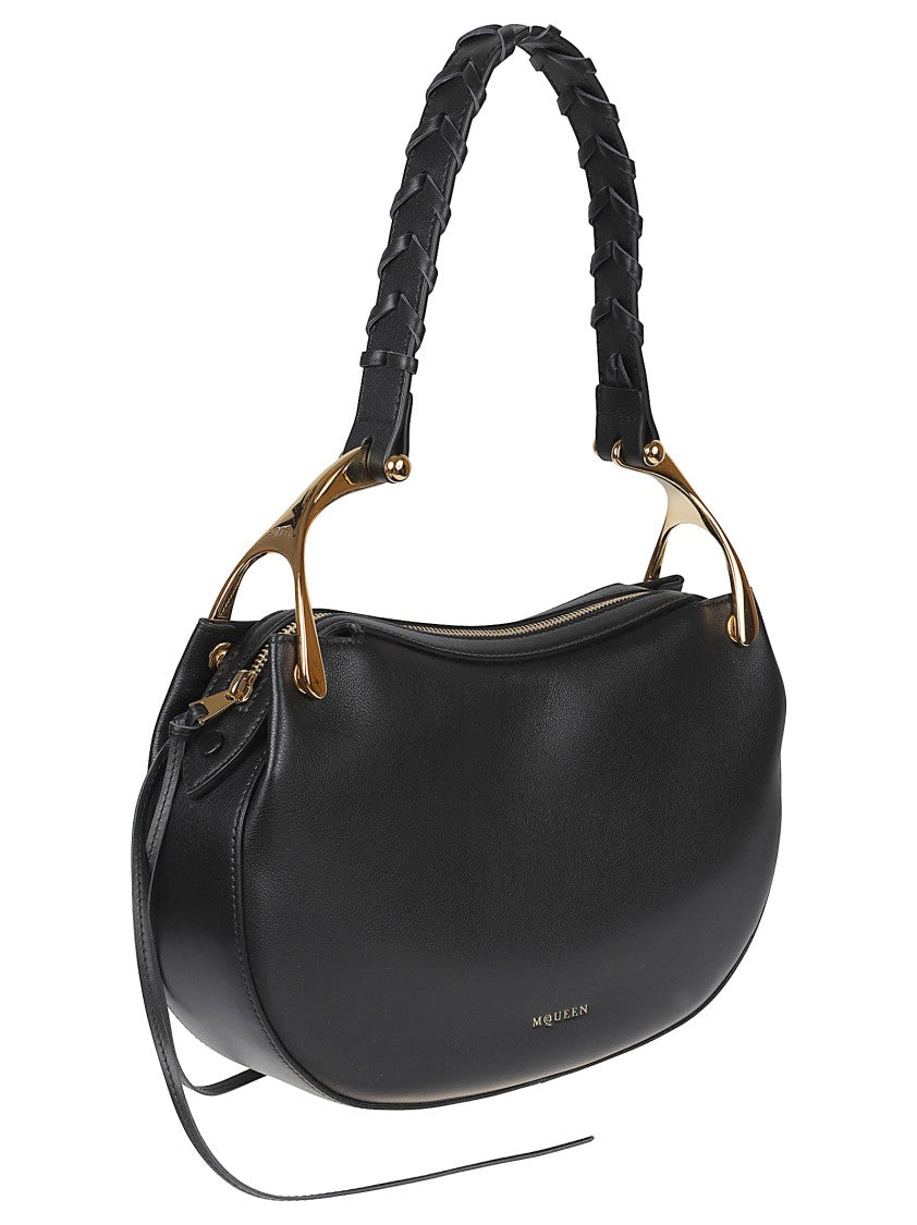 Alexander Mcqueen Black Calf Leather Wishbone Shoulder Bag