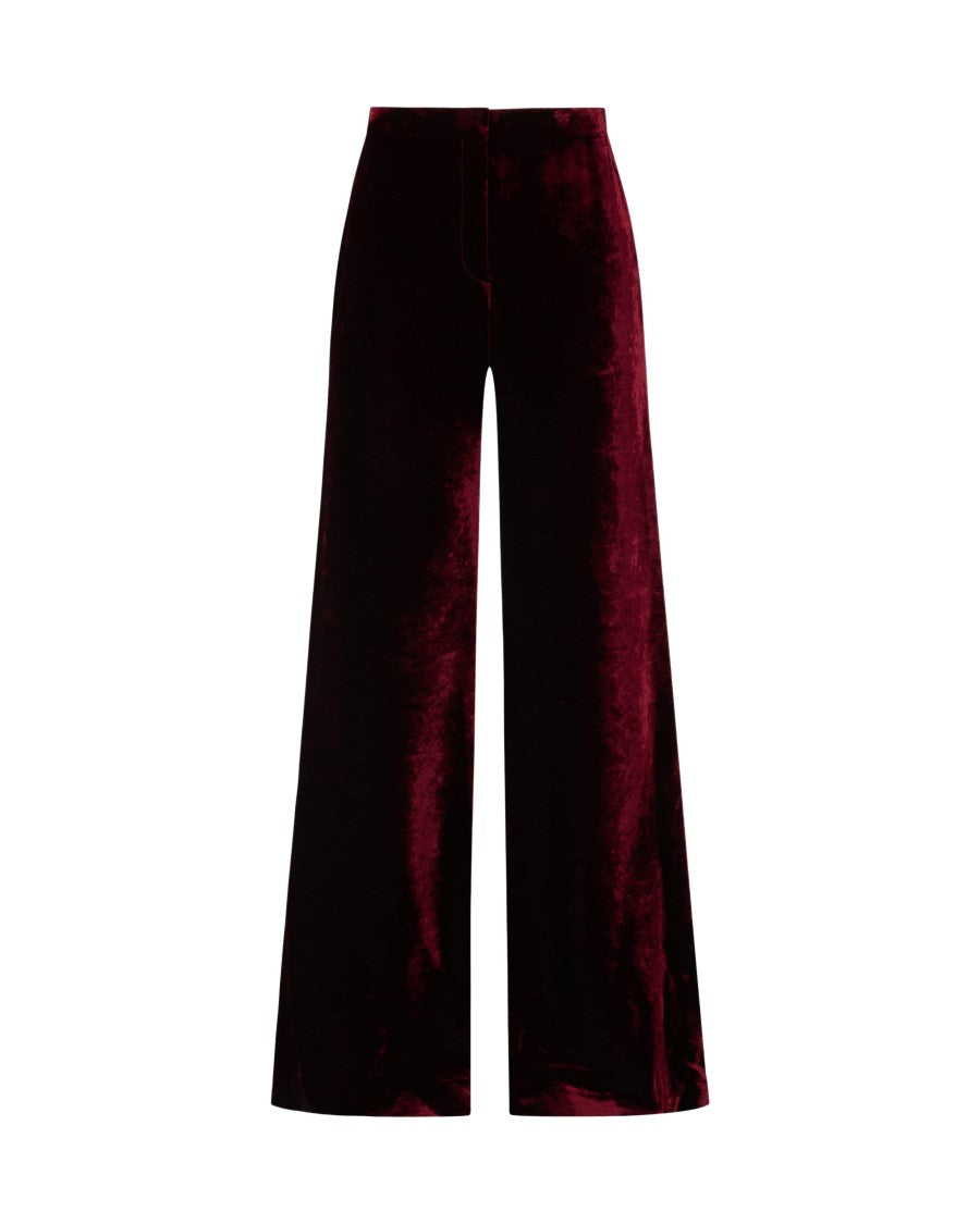 Serena Bute Velvet Flare Trouser - Burgundy