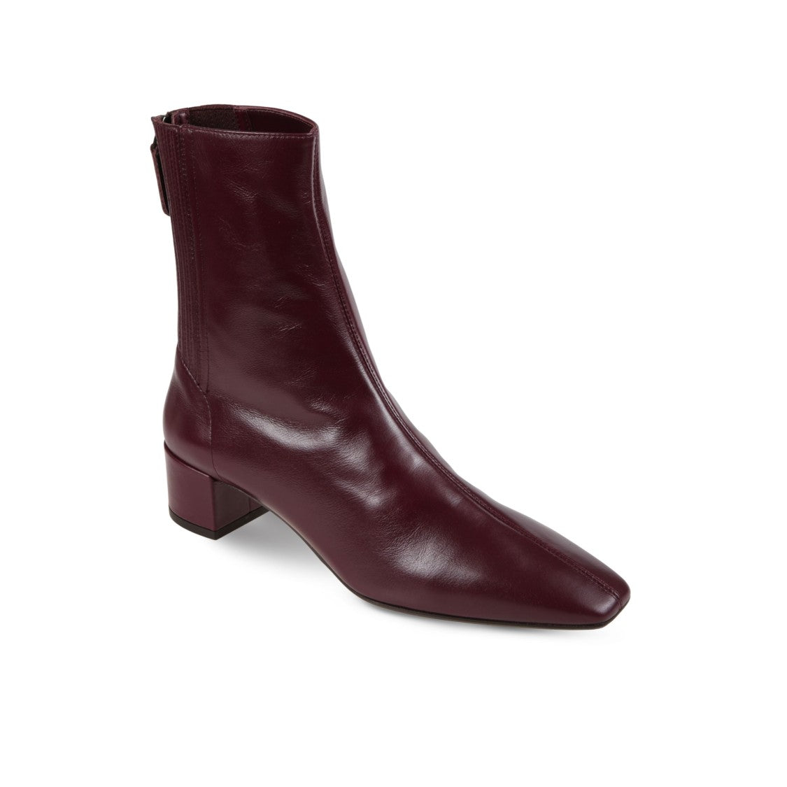 Aquazzura Burgundy Ankle Boots With Textured Zipper Panel
