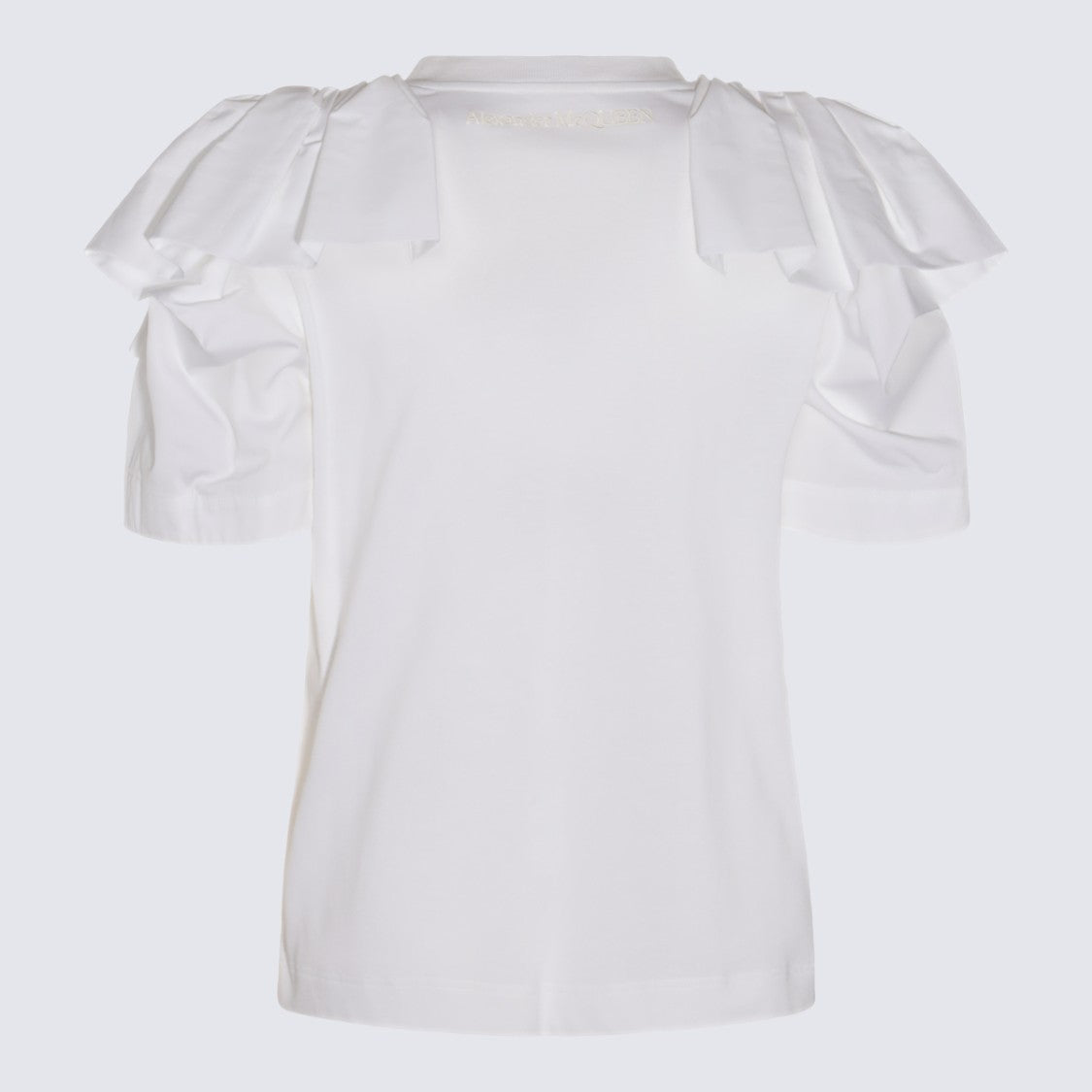 Alexander Mcqueen White Cotton Draped Detailing T-Shirt