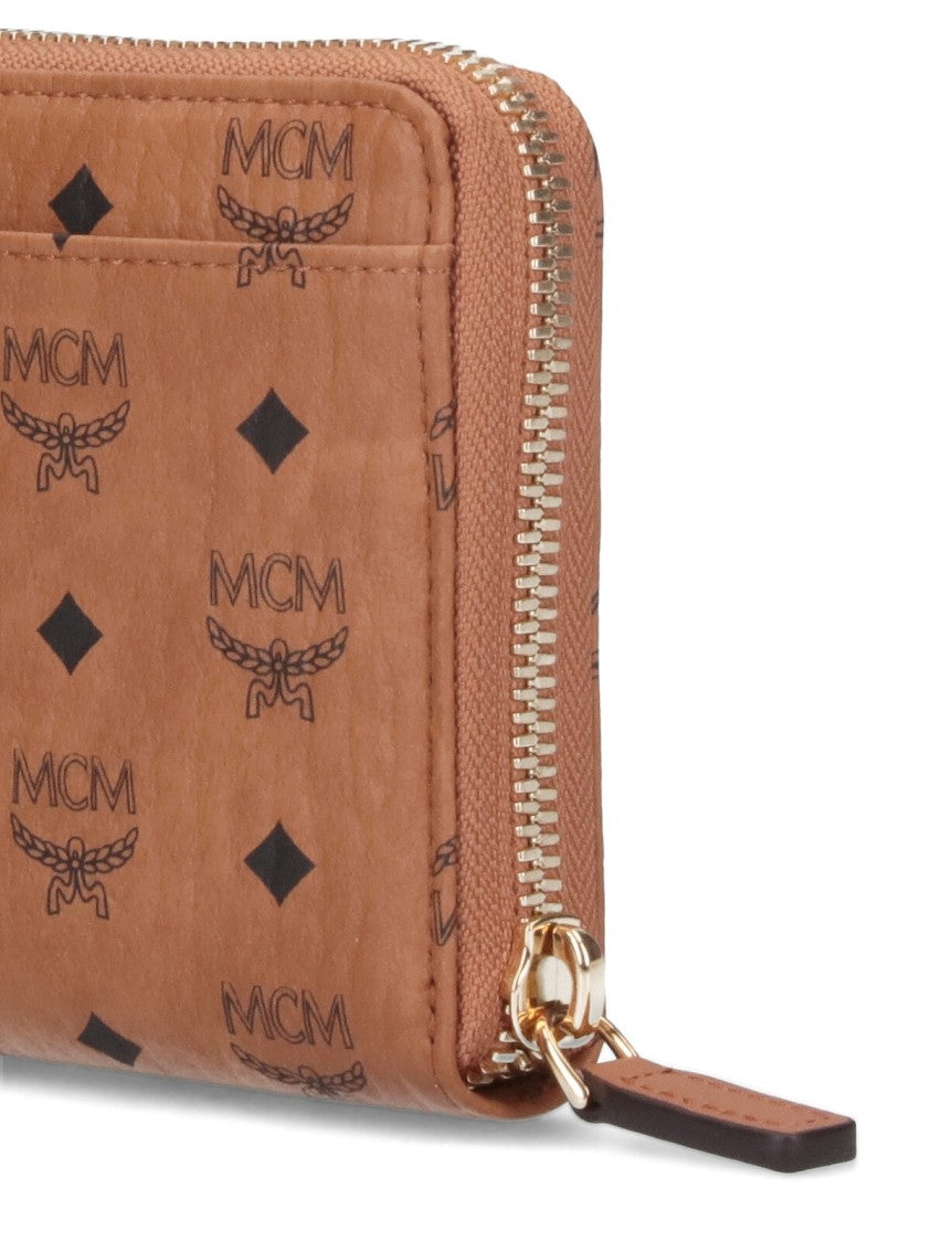 Mcm Brown "Visetos" Aren Large Zip Wallet