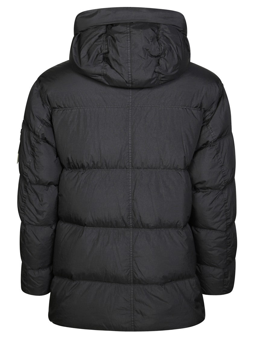 Stone Island Quilted Down Coat With Hood