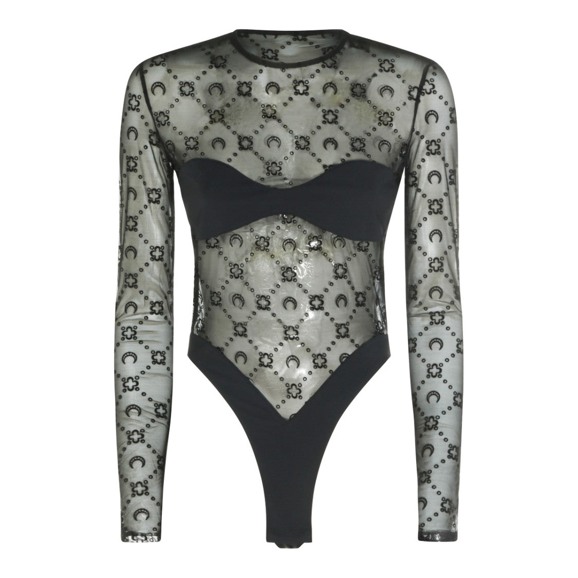 Marine Serre Black Moon Pattern Sheer Bodysuit