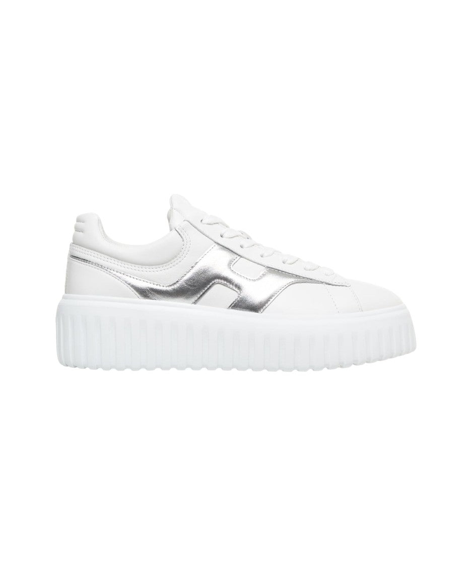 Hogan Rounded Nappa Leather Sneakers With Platform Sole
