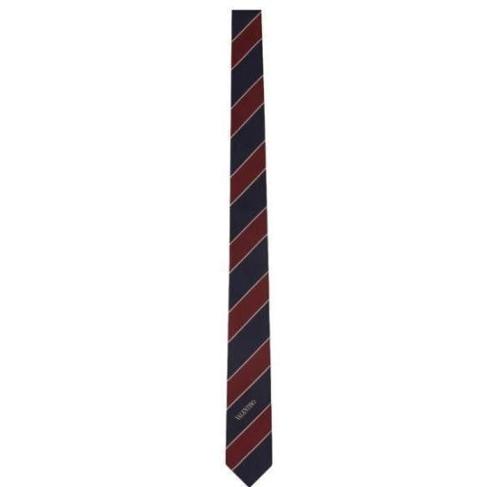 Valentino Garavani Slim Silk Tie With Diagonal Stripe Pattern