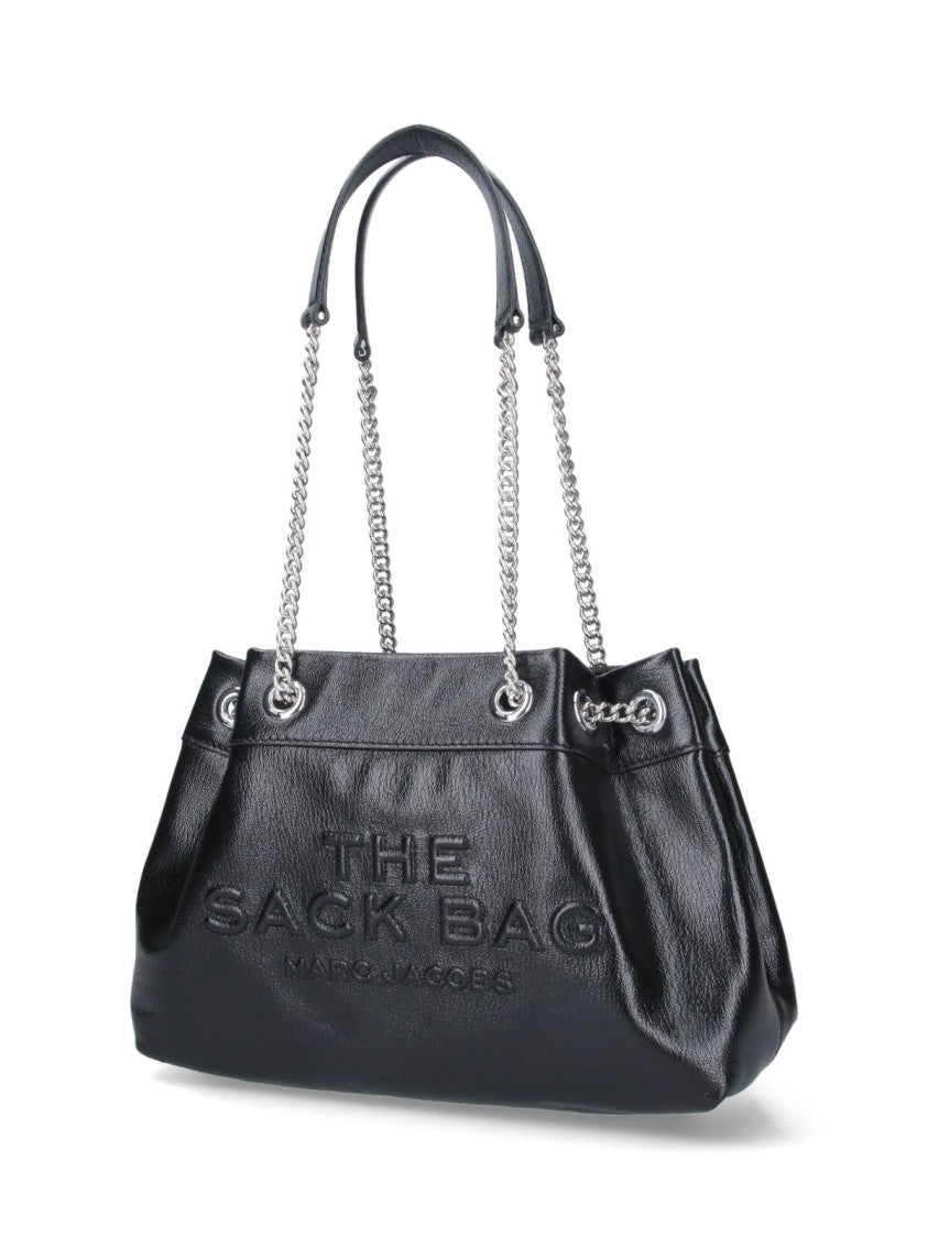 Marc Jacobs Textured Black Handbag With Dual Chain Handles