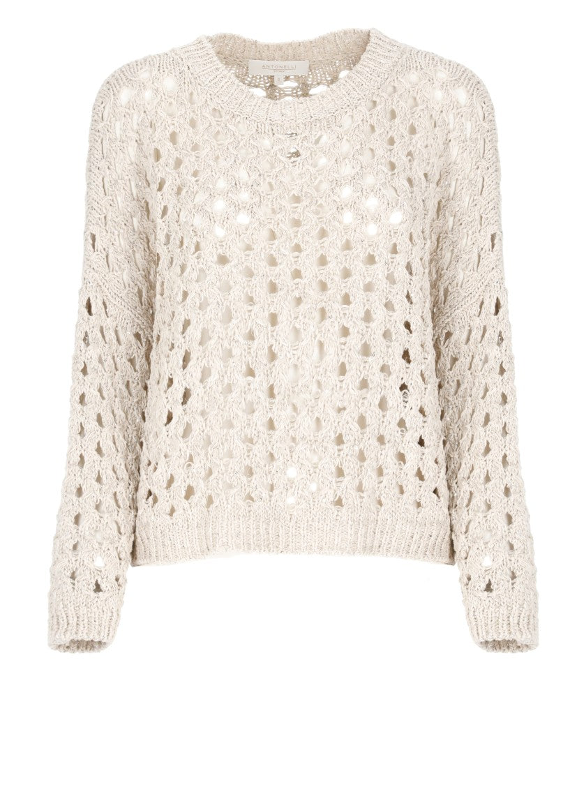 Antonelli Beige Crewneck Cotton Sweater
