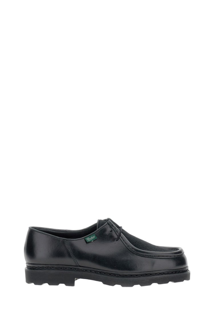 Paraboot Black Ponyskin Leather Lace-Up Loafers