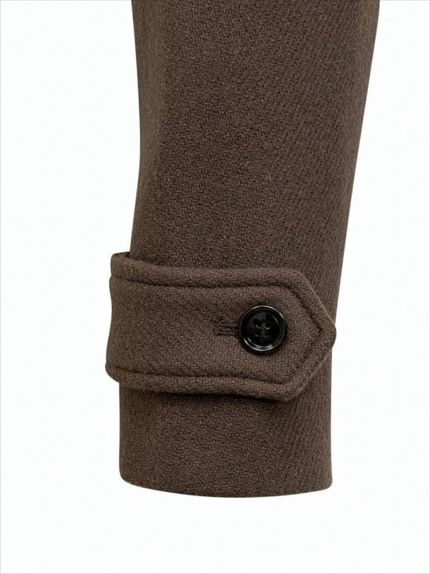 Ami Cropped Wool Jacket With Plush Shearling Collar