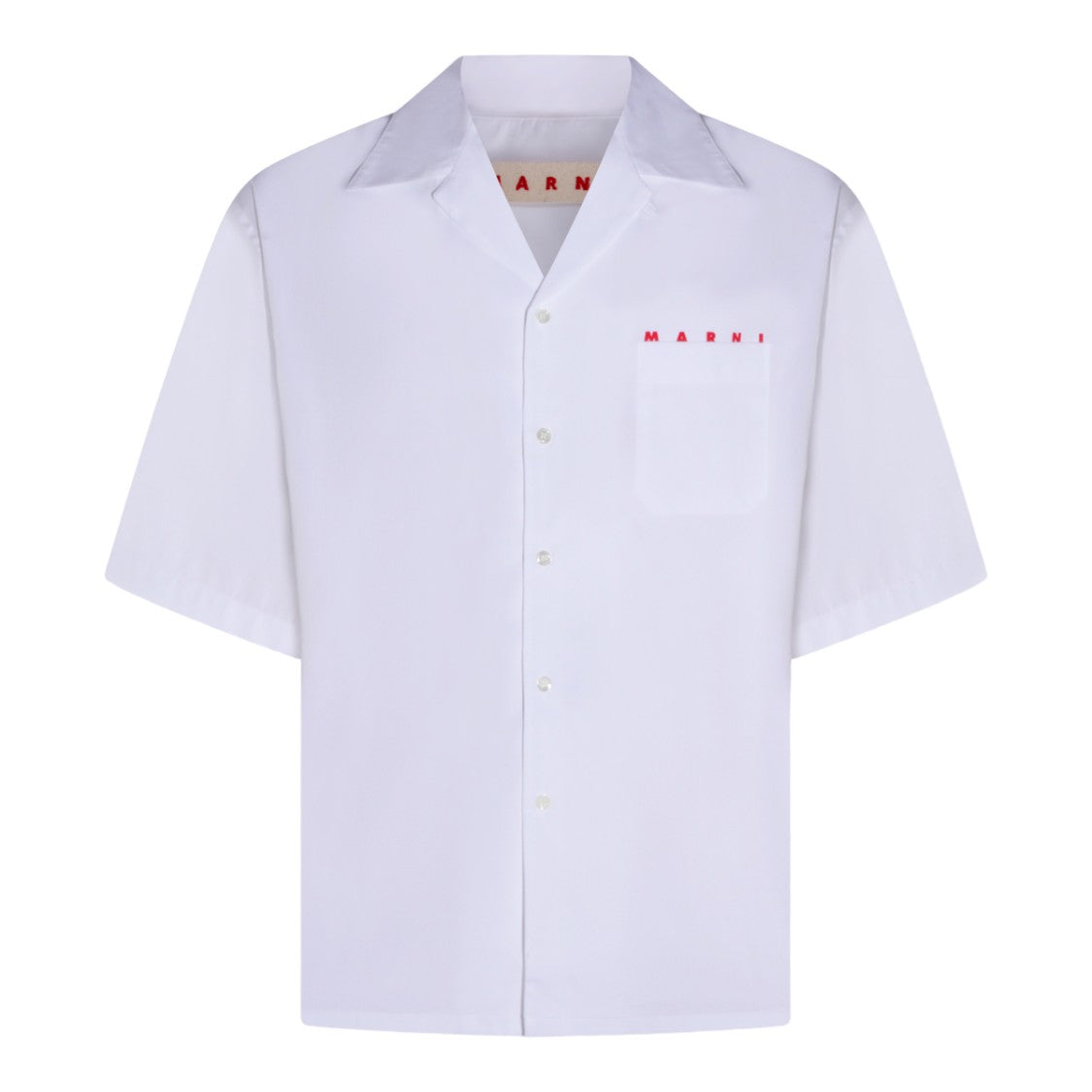 Marni Short-Sleeved White Shirt With Button-Down Collar