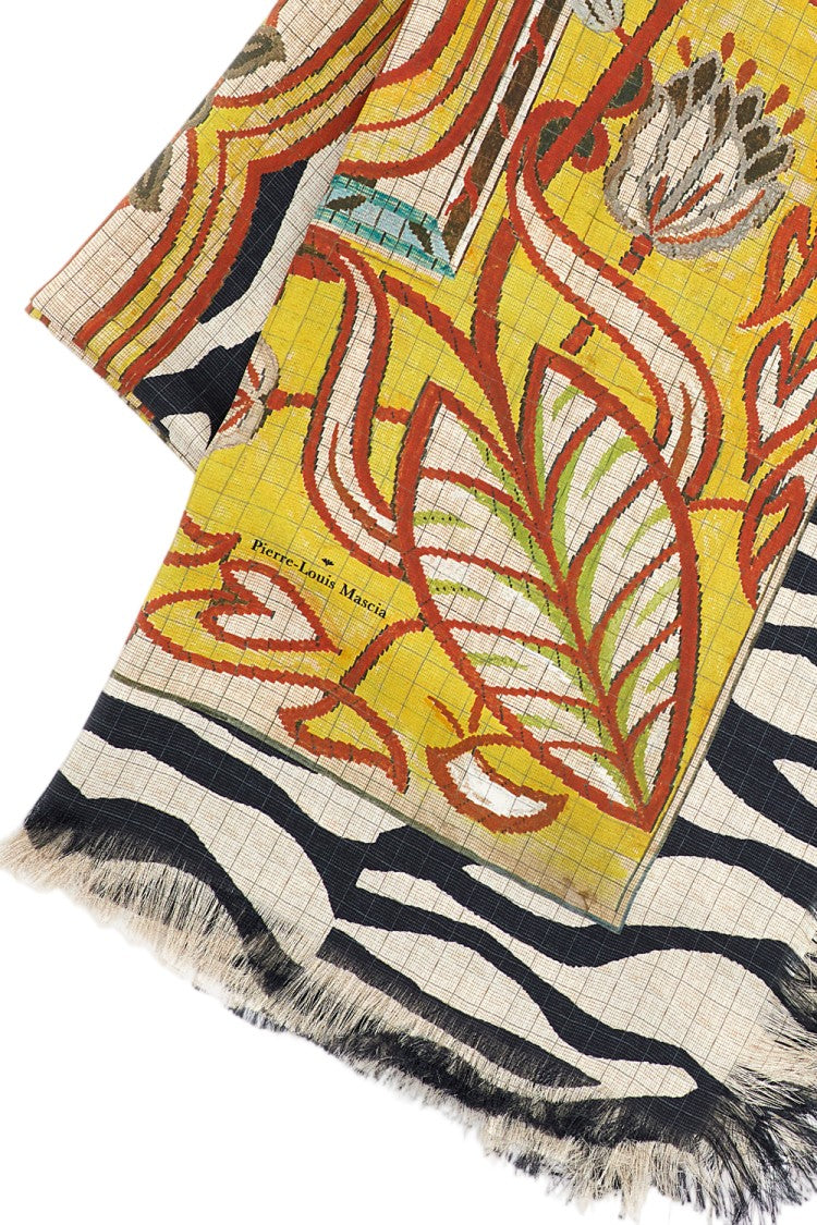 Pierre-Louis Mascia Multicolor Graphic Silk Scarf With Fringed Edges