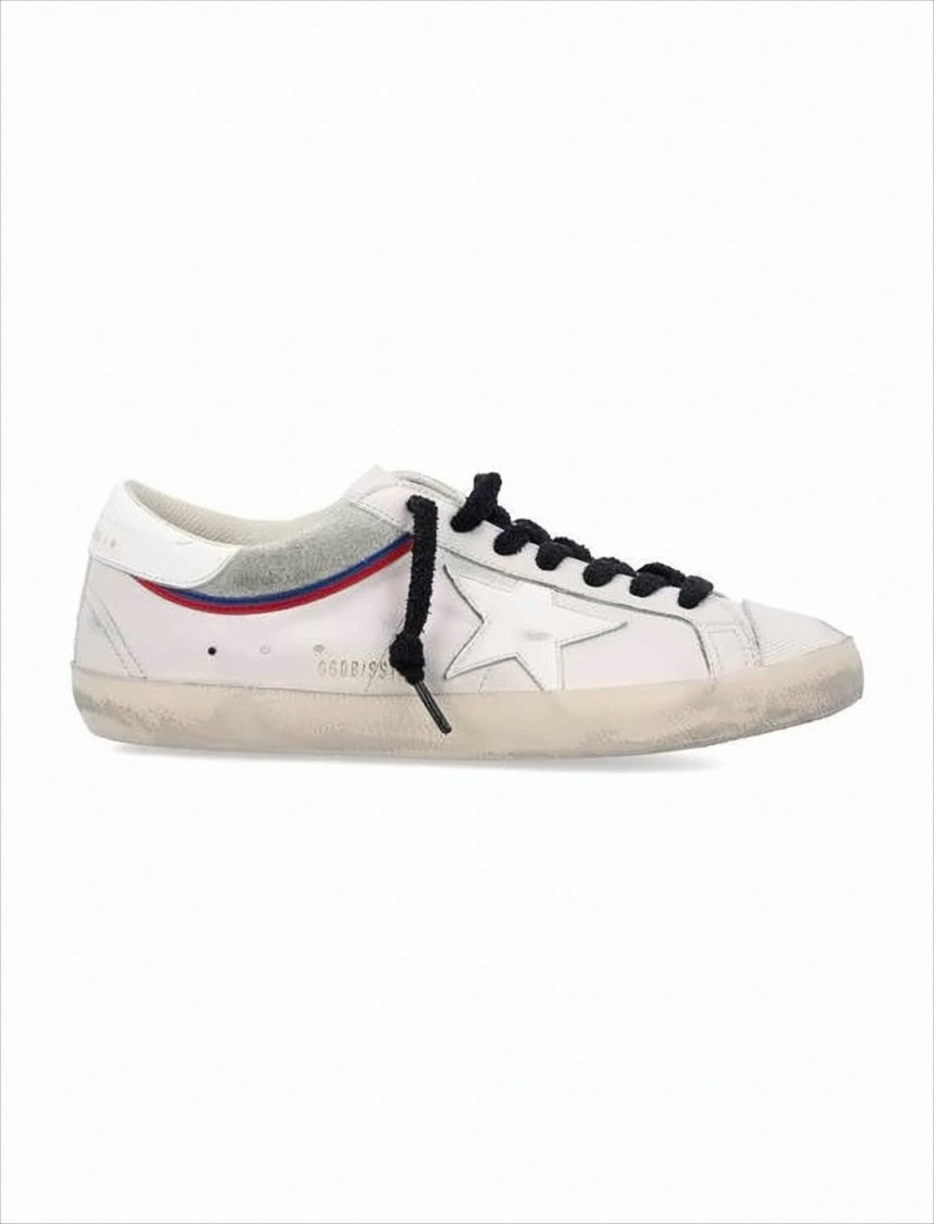 Golden Goose Distressed White Leather Low-Top Sneakers With Signature Star Detail