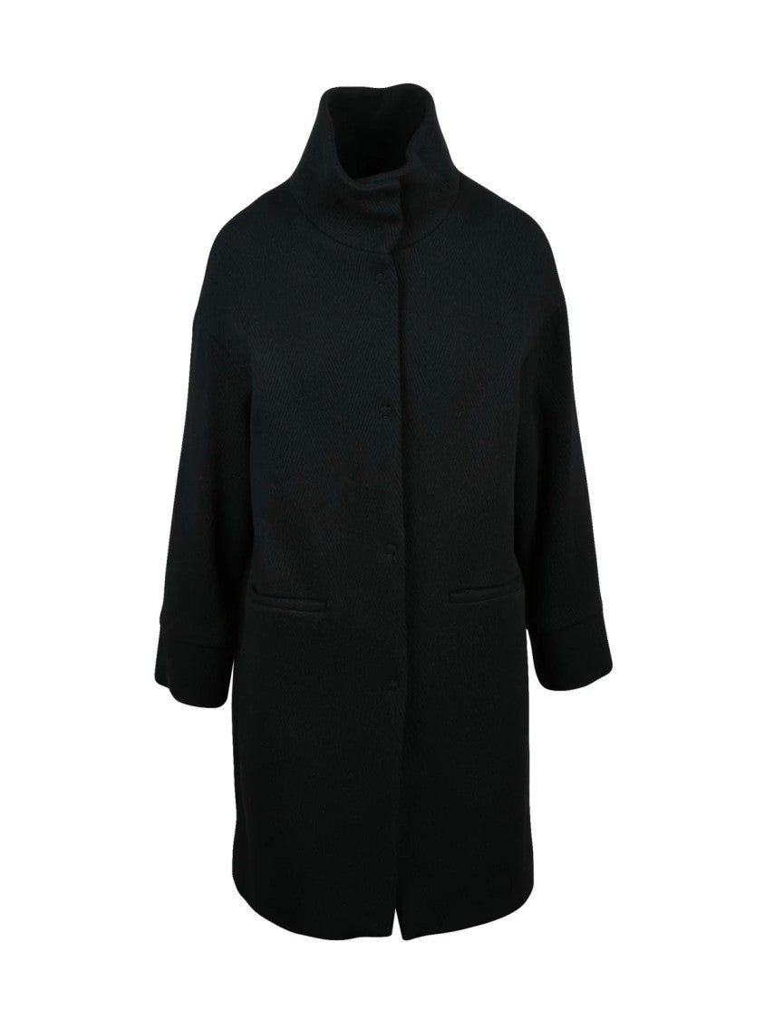 Oliver Horigamy Black Virgin Wool-Blend Coat