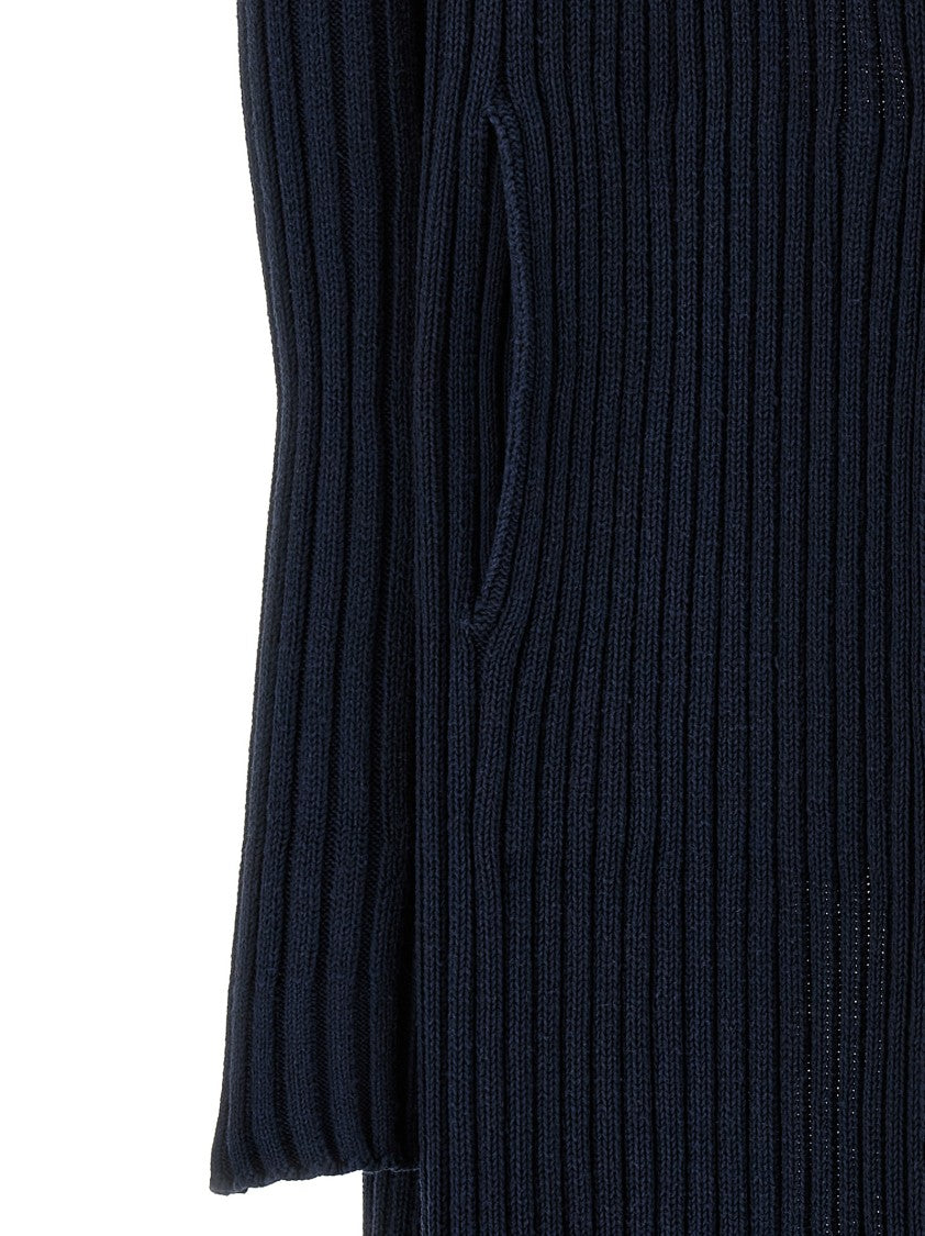 Balenciaga Maxi Cardigan With Shawl Collar And Ribbed Texture