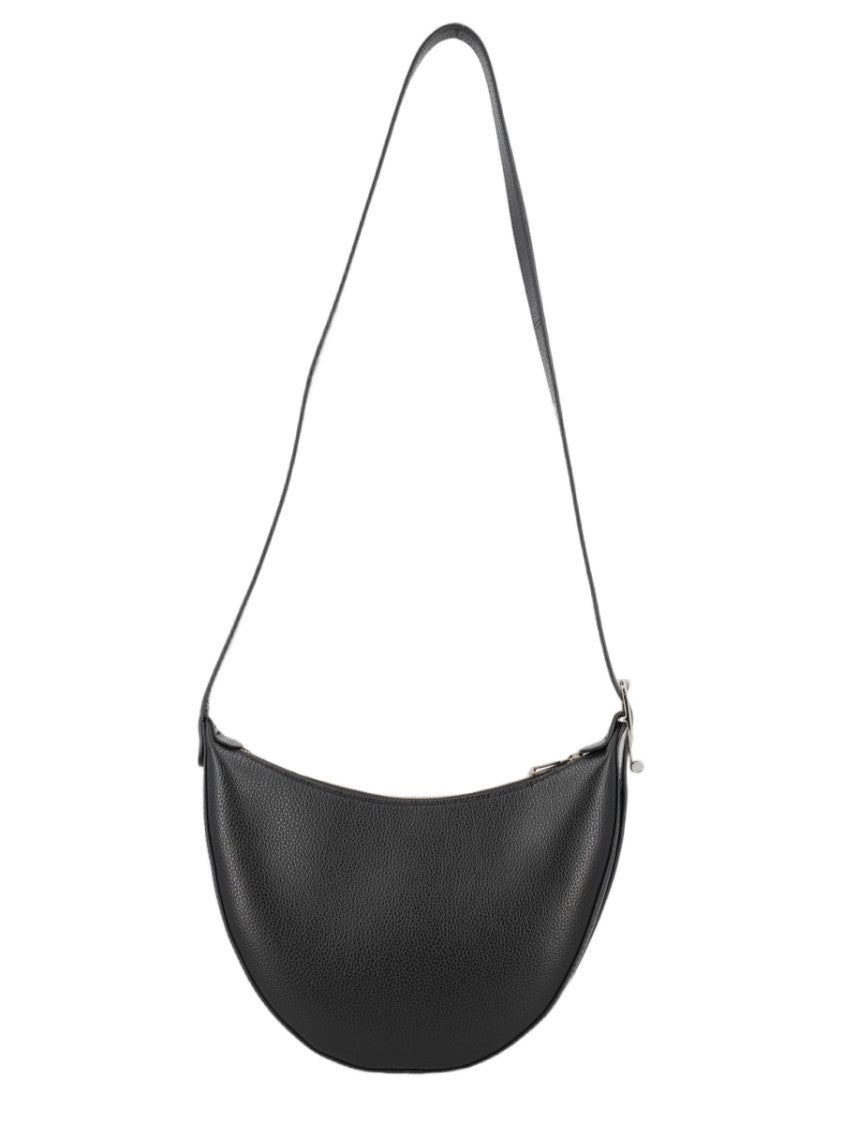 Longchamp Black Crescent Textured Leather Shoulder Bag