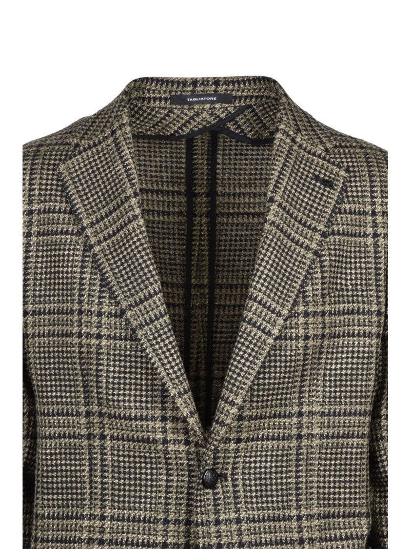 Tagliatore Checkered Rounded Virgin Wool-Blend Jacket