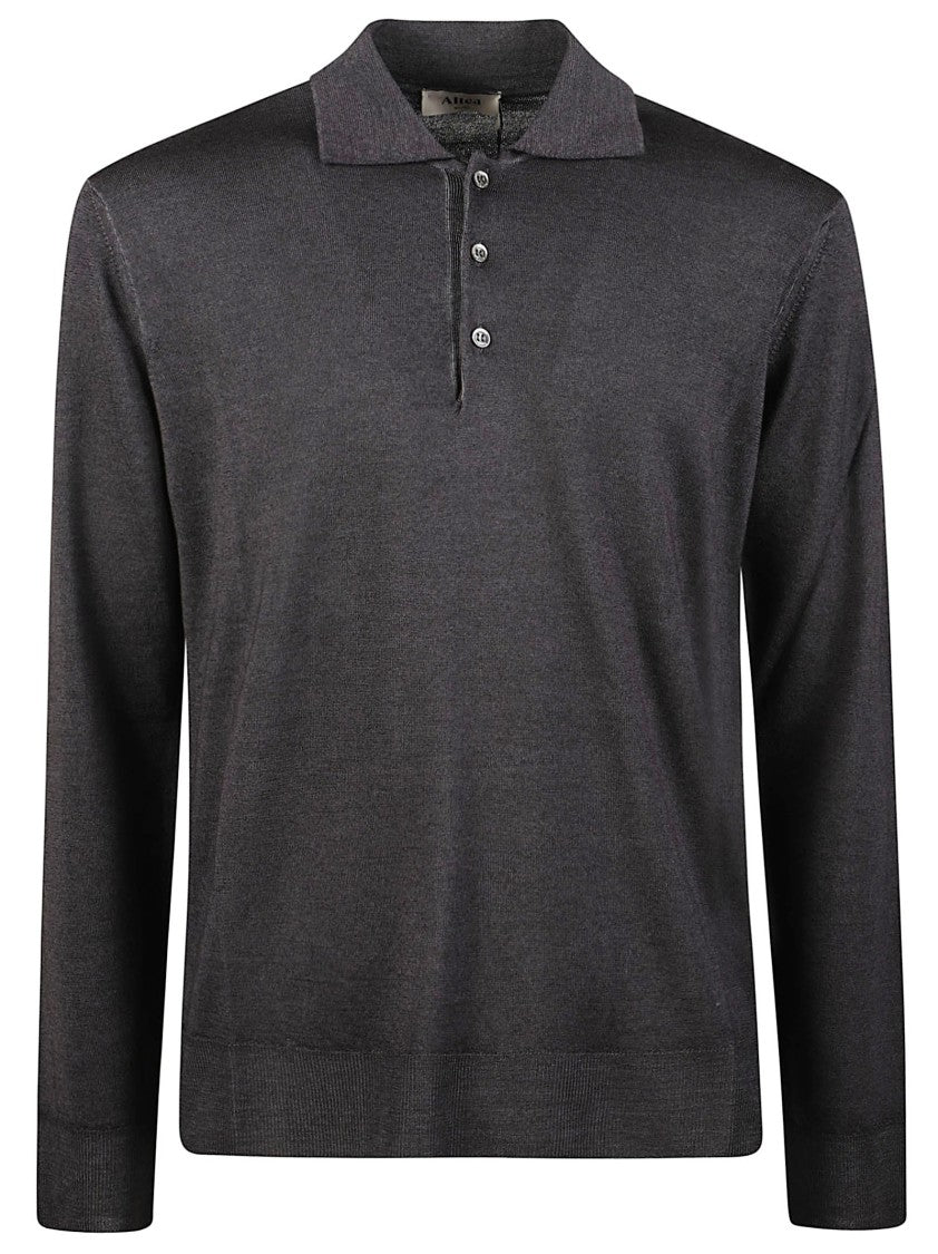 Altea Classic Polo Neck Button-Placket Virgin Wool Sweater