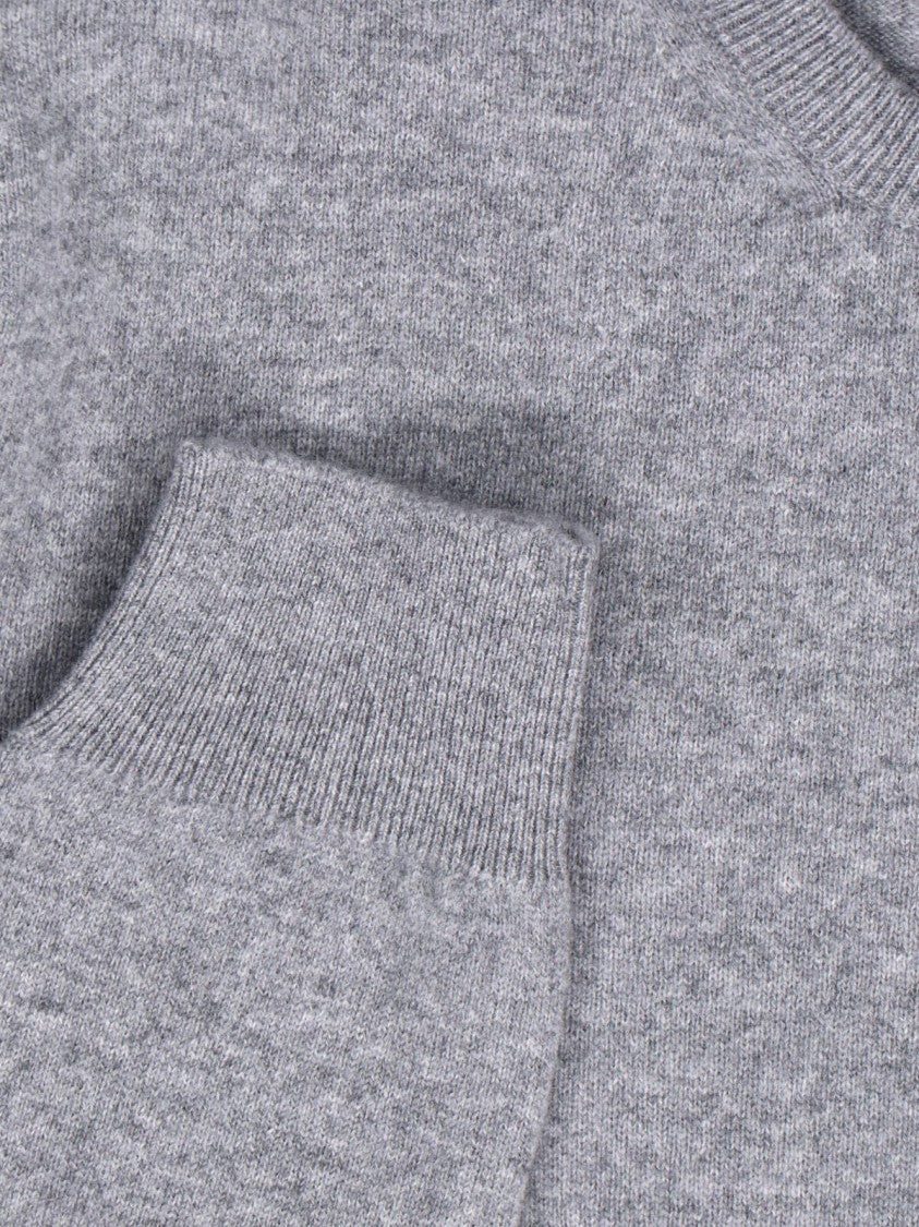 Zegna Cashmere Sweater Gray Crew Neck Ribbed Trim